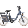 Vélo cargo électrique, le GAYA compact équipé couleur bleu.